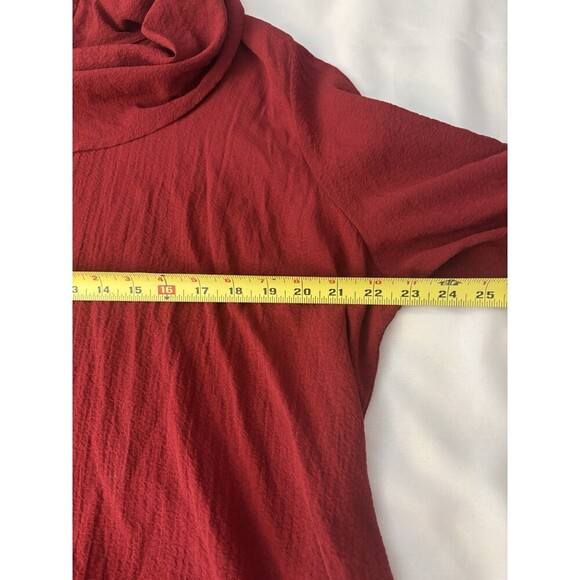 ALI MILES Asymmetric Red Cowl Neck Tunic Top Women Plus 1X Roll Sleeve Lagenlook - Picture 9 of 10